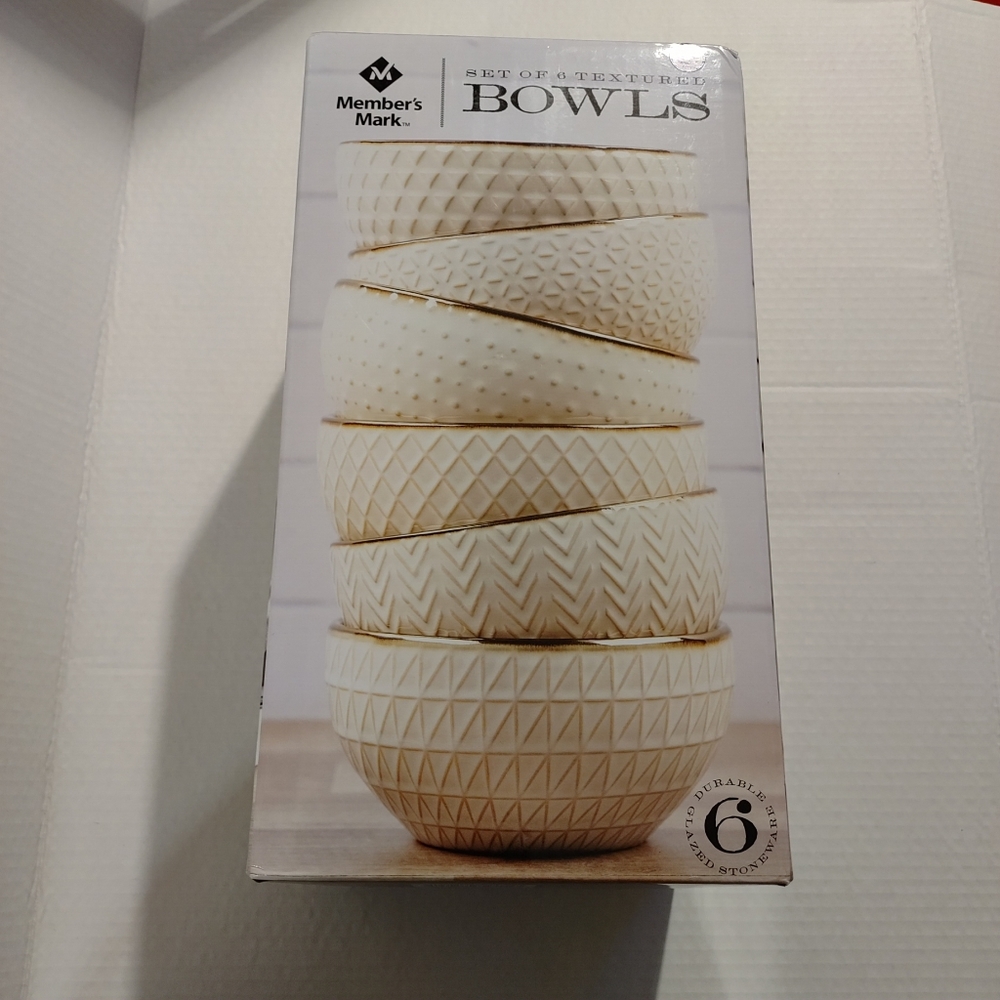 CREAM TEXTURED BOWLS-SET OF 6-NEW